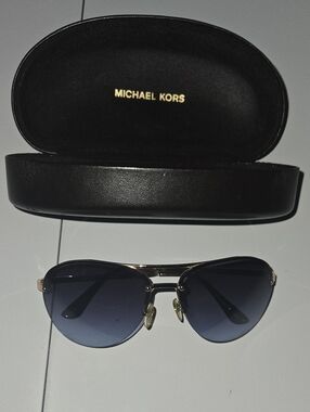 Michael Kors Gold Frame Sunglasses with Dark Blue Gradient Lenses